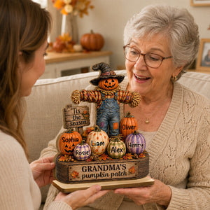"Grandma's Pumpkin Patch" Scarecrow Wooden Plaque Halloween Fall Decor For Her