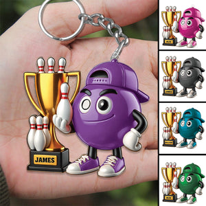 Bowling Champion Custom Color And Name - Personalized Acrylic Keychain