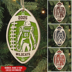 Custom Football Star Player - Personalized 2 Layer Wooden Ornament, Football Fan Gift