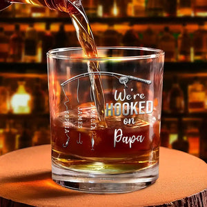 Personalized "Hooked On Daddy" Whiskey Glass β Fishing Gift For Dad