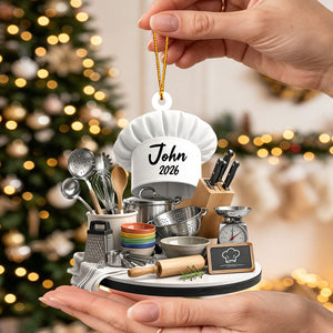 Personalized Kitchen Christmas Ornament | Chef Gift & Cooking Stove Decor