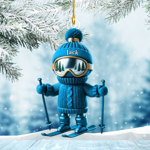 Custom Name Skiing Ornament Personalized Acrylic Ornament Christmas Gift for Skiing Lover