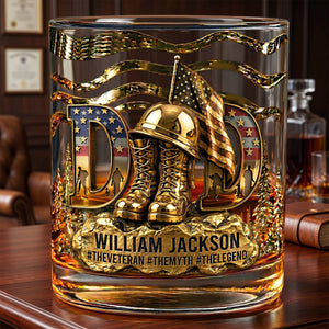 Gift For Veteran Dad – Personalized "Proud Veteran Dad" Drinking Glass