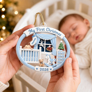 Personalized Baby's 1st Christmas 2026 Ornament β Light Pink & Blue Design | Newborn Keepsake For New Parents