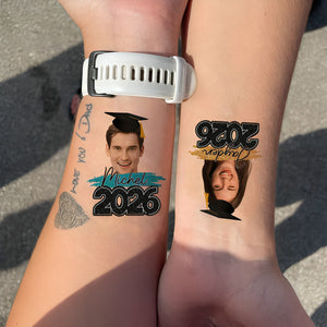 Graduation Tattoo Gift Custom Photo And Text Temporary Tattoo - Personalized Tattoo Fake Tattoo