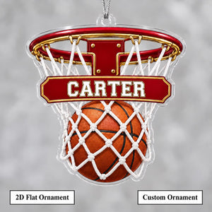 Personalized Basketball Hoop Christmas Ornament – Custom Name & Ball-In-Net Acrylic Keepsake | Gift for Players & Coaches