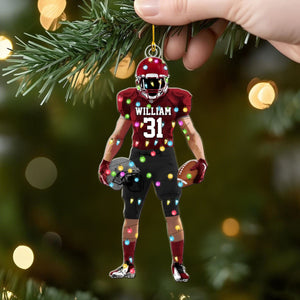 Personalized Christmas football ornament, for football players and football lovers