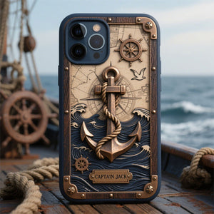 Personalized Nautical Anchor Vintage Nautical Map Fragment Phone Case
