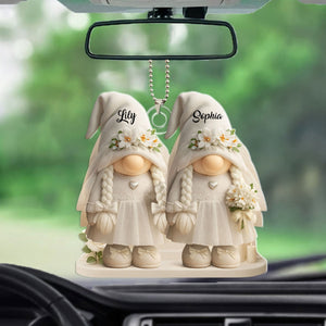 Timeless Bond, Groom And Bride With Hearts And Flowers, Personalized Acrylic Ornament, Gift For Couples