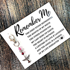 Personalized Remember Me Poem & Charm - Sympathy Gift, Loss, Memorial, Remembrance (Elegant Angel + Heaven’s Light Heart)
