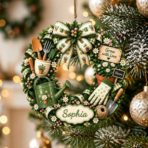 "Grow With Love" β Personalized Gardening Acrylic Hanging Ornament | Gift For Gardeners