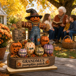 "Grandma's Pumpkin Patch" Scarecrow Wooden Plaque Halloween Fall Decor For Her