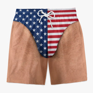 Personalized "Freedom And Chill" Patriotic Swim Trunks β Summer Gift For Men