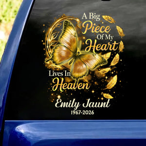 "A Big Piece Of My Heart Lives In Heaven" β Butterfly Personalized Decal | Memorial Gift For Loss Of Loved One