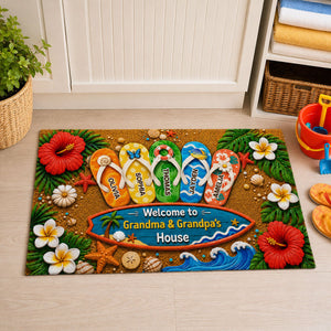 Personalized "Hello Summer Vibes" Doormat – Welcome To Grandma & Grandpa's House | Summer Decor