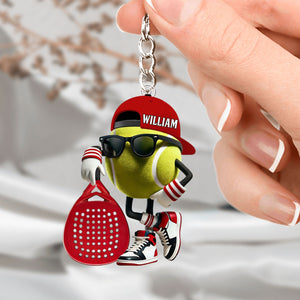 Personalized Custom Name Padel Acrylic Keychain, Gift for Tennis Lover