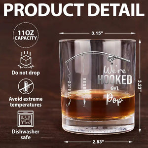 Personalized "Hooked On Daddy" Whiskey Glass β Fishing Gift For Dad