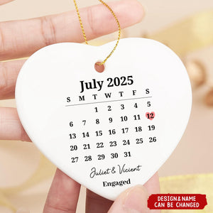 Personalized Married ceramic Ornament, Wedding Gift, Wedding Date ornament