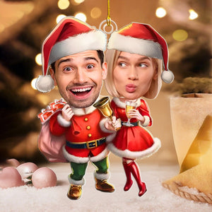 Custom Photo 'Tis The Season For Loving You - Couple Personalized Custom Ornament