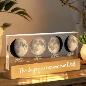 Starry Night Custom Birth Moon Phase The Days You Became Our Dad Personalized Acrylic Block LED Night Light