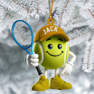 Cool Tennis Ball Christmas Ornament, Personalized Ornament, Tennis Lover Christmas Gift