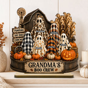 Personalized "Grandma's Boo Crew" Pumpkin Patch Plaque – Halloween Gift For Grandma