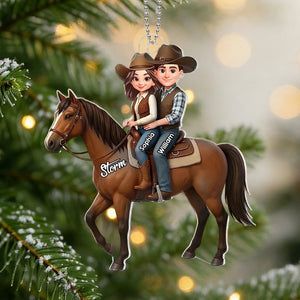 Personalized "Couple Riding A Horse" Acrylic Car Hanger – Unique Gift For Horse Lovers