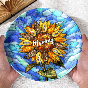 Personalized Sunflower Ceramic Plate β Gift For Nana, Auntie, Mom & Family