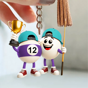 Personalized Custom Name Billiard Couple Keychain – A Fun Gift For Billiard Lovers & Pool Players