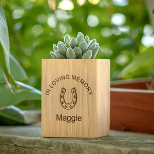 Personalised Pet Line Drawing Dog Cat Paw Print Wooden Flower Pot Sympathy Memorial Gift for Loss of Pet