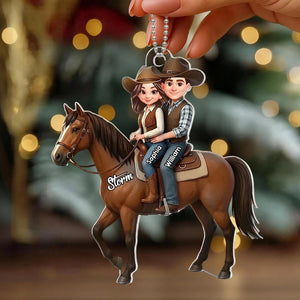 Personalized "Couple Riding A Horse" Acrylic Car Hanger – Unique Gift For Horse Lovers