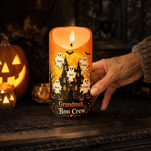 "Grandma's Little Boo Crew" Haunted House β Personalized LED Candle | Halloween Decor For Grandma