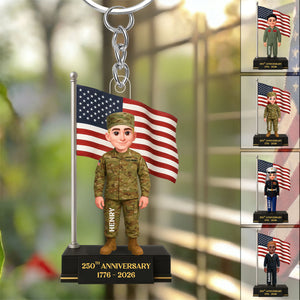 250th Anniversary Military Soldier - Personalized Acrylic Keychain