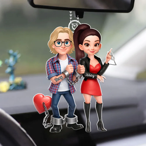 Unique Creative Gift For Couples β Personalized Funny Cartoon Couple Acrylic Ornament With Handcuffed Love Design