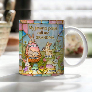 Easter Grandma's Cute Bunnies Coffee Mug, Personalized Gifts For Grandma & Mom
