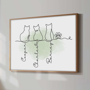 Adorable Cats Line Art - Personalized Poster, Unique Gift for Cat Lovers