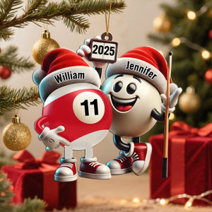 Custom Name Billiard Couple Ornament, Billiard Lover Christmas Gift