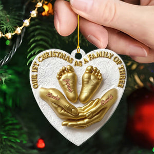 Our 1st Christmas as a Family of Three, Personalized Acrylic Ornament, Gift For New Parents