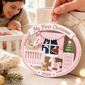Personalized Baby's 1st Christmas 2026 Ornament β Light Pink & Blue Design | Newborn Keepsake For New Parents