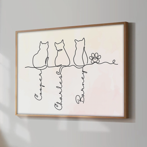 Adorable Cats Line Art - Personalized Poster, Unique Gift for Cat Lovers