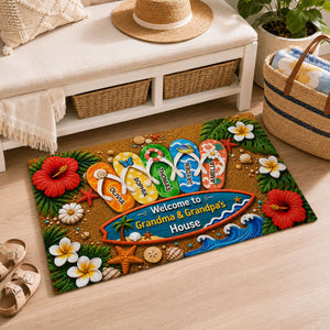 Personalized "Hello Summer Vibes" Doormat – Welcome To Grandma & Grandpa's House | Summer Decor