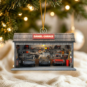 Personalized Auto Garage Acrylic Ornament β Custom Mechanic Gift & Repair Shop Decor