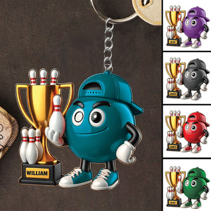 Bowling Champion Custom Color And Name - Personalized Acrylic Keychain