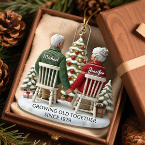 Couple Growing Old Together Personalized Flat Acrylic Ornament, Heartfelt 2025 Gift Anniversary Gift