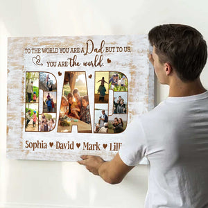 DAD Photo Collage Gift, Personalized Dad Canvas Print, Father’s Day Gift for Husband