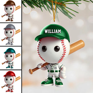 Adorable Baseball Star Personalized Ornament