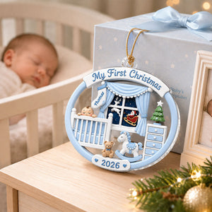 Personalized Baby's 1st Christmas 2026 Ornament β Light Pink & Blue Design | Newborn Keepsake For New Parents