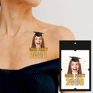 Custom Temporary Grand Party Tattoo With Personalized Photo, Text Name, Fake Tattoo, Gift For Graduation