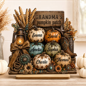 Personalized "Western Leopard Pumpkin Patch" Wooden Plaque β Fall Halloween Decor For Grandma