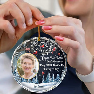 Forever in My Heart Cardinal - Personalized Circle Glass Ornament
